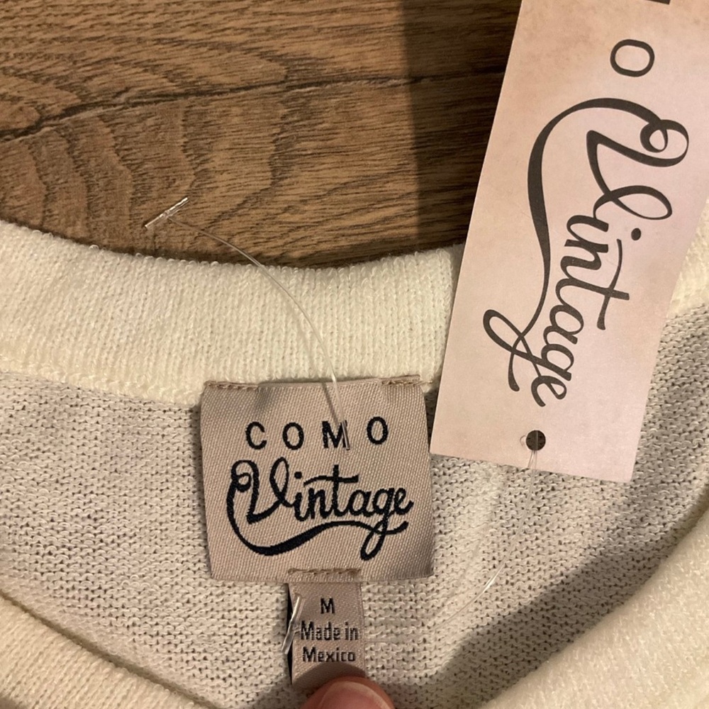 Como Vintage cream puff sleeve, crew neck sweater, M, NWT! - Picture 3 of 6